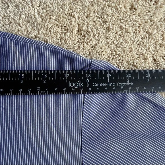 Men’s Crocodile Polo Shirt Size L Blue Striped Golf Casual Short Sleeve Pocket - Picture 6 of 8